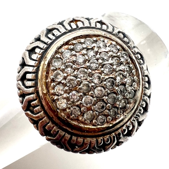 NATURAL DIAMOND & 925 STERLING SILVER UNISEX STATMENT RING JEWELRY